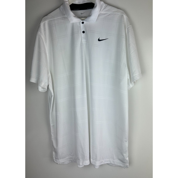 NWT Nike Men’s Dri-Fit Vapor Plaid Golf Polo White & Black DA2969-100 XXL 2XL - Picture 8 of 10